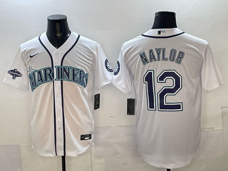 Men 2025 Nike Seattle Mariners #12 Naylor White Game MLB Jersey 05->seattle mariners->MLB Jersey